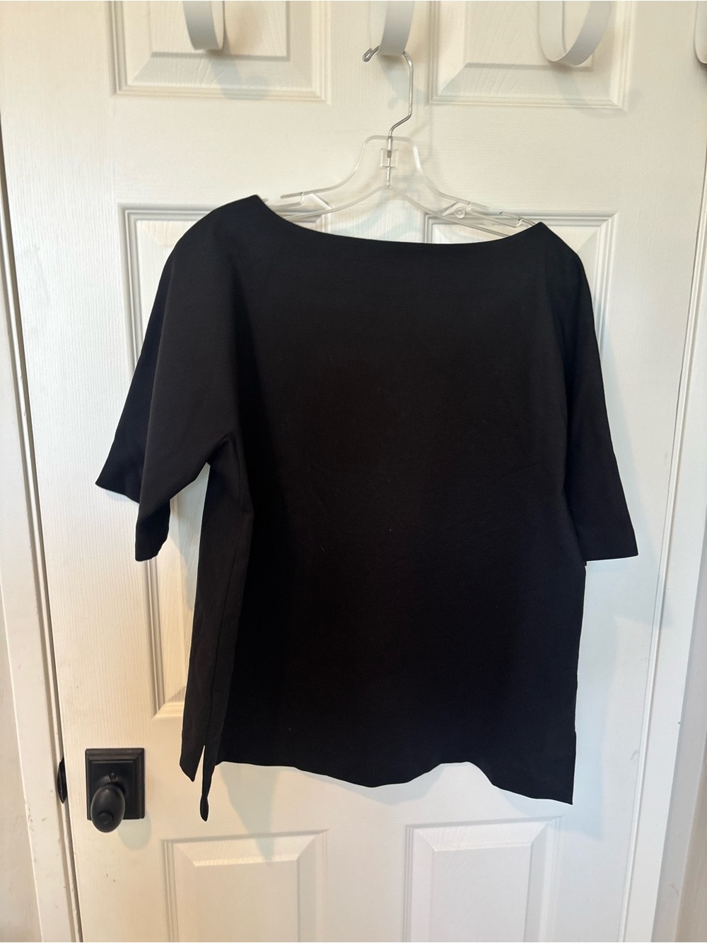 Eileen Fisher Black Boatneck Short Sleeve Tunic
